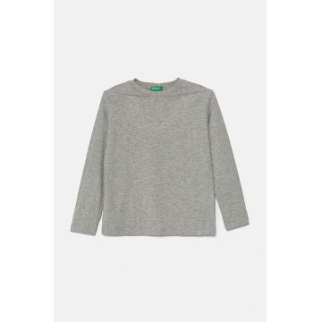 United Colors of Benetton longsleeve din bumbac pentru copii culoarea gri, melanj, 3I1XC10DB