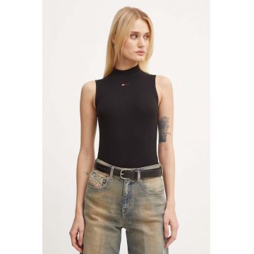 Diesel top femei, culoarea negru, cu turtleneck