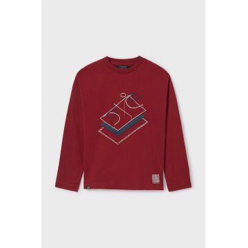 Mayoral longsleeve din bumbac pentru copii culoarea bordo, cu imprimeu, 7093