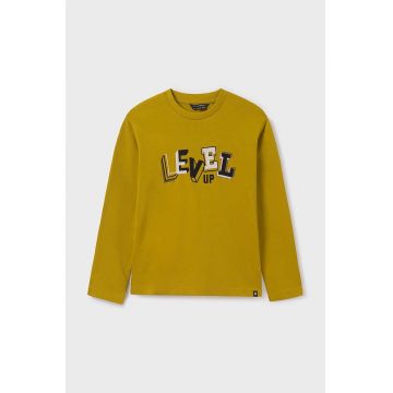 Mayoral longsleeve din bumbac pentru copii culoarea galben, cu imprimeu, 7079