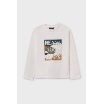 Mayoral longsleeve din bumbac pentru copii culoarea portocaliu, cu imprimeu, 7081