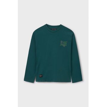 Mayoral longsleeve din bumbac pentru copii culoarea verde, cu imprimeu, 7089