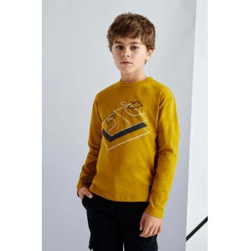 Mayoral longsleeve din bumbac pentru copii culoarea verde, cu imprimeu, 7093