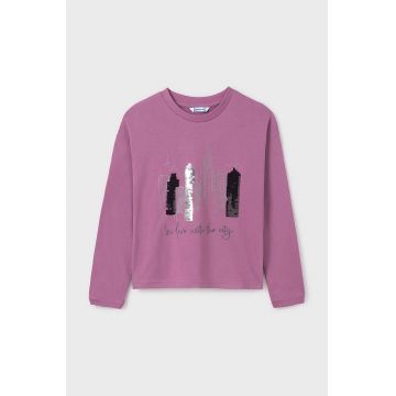 Mayoral longsleeve din bumbac pentru copii culoarea violet, 7016