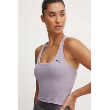 Puma top de yoga Studio Foundation culoarea violet, 524843