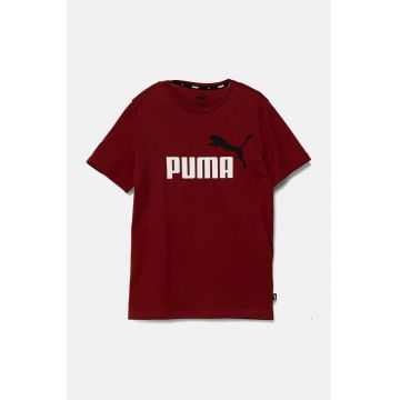 Puma tricou de bumbac pentru copii culoarea bordo, cu imprimeu