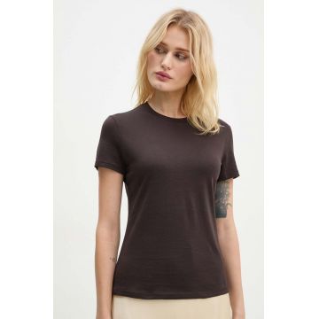 Theory tricou din bumbac femei, culoarea maro, L1024521