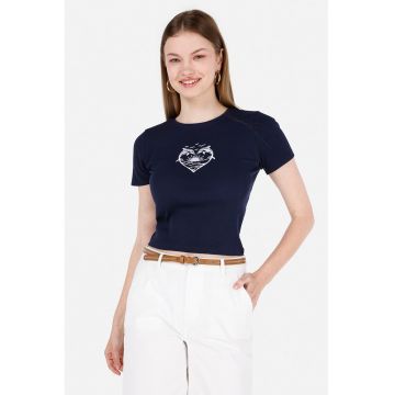 Tricou crop cu detaliu grafic