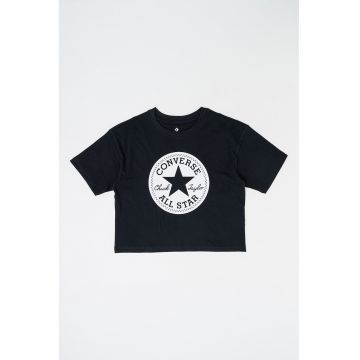 Tricou crop cu imprimeu logo Signature Chuck