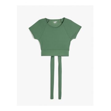 Tricou crop cu snur la terminatie