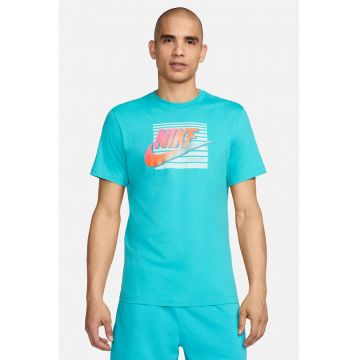 Tricou cu imprimeu logo si decolteu la baza gatului Futura