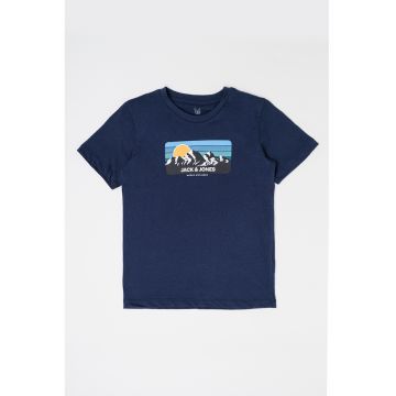 Tricou de bumbac cu decolteu la baza gatului Peak