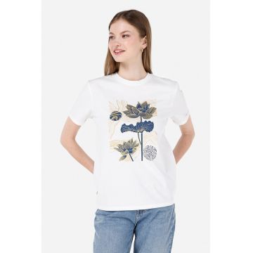 Tricou din bumbac cu model floral