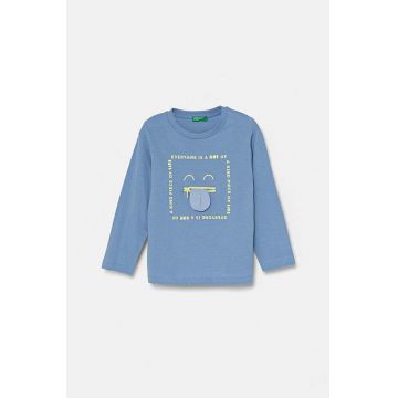 United Colors of Benetton longsleeve din bumbac pentru copii cu imprimeu, 3I1XG10FP