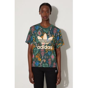 adidas Originals tricou X Farm Rio femei, culoarea verde, IW0795