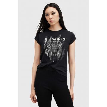 AllSaints tricou din bumbac RIPROAR femei, culoarea negru, W183JB