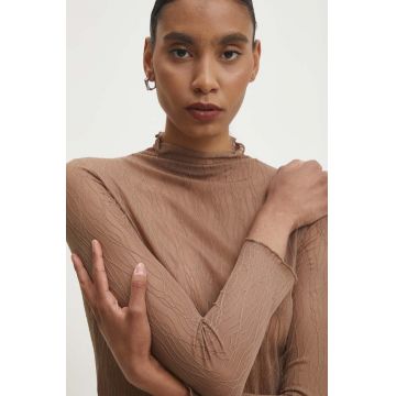 Answear Lab longsleeve culoarea maro, cu turtleneck