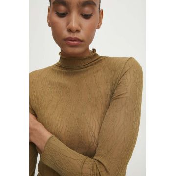 Answear Lab longsleeve culoarea verde, cu turtleneck