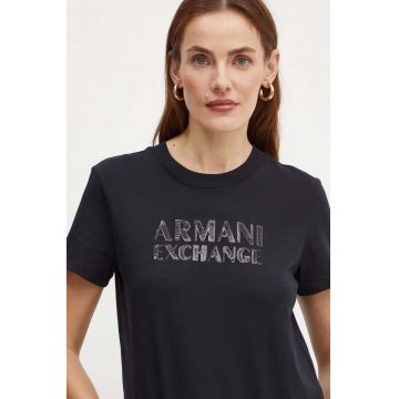 Armani Exchange tricou din bumbac femei, culoarea negru, XW000060 AF10354