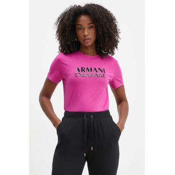 Armani Exchange tricou din bumbac femei, culoarea roz, XW000060 AF10354