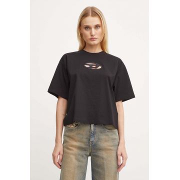 Diesel tricou din bumbac T-BUXT-CROP-OD femei, culoarea negru, A15096.0NIAX