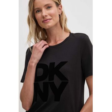 Dkny tricou din bumbac femei, culoarea negru, D2G4A221