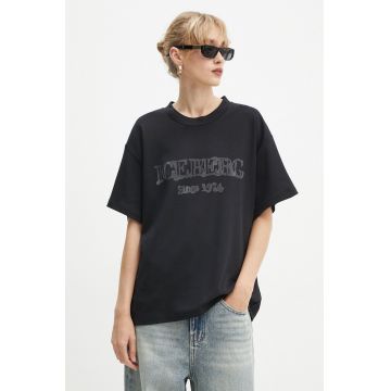 Iceberg tricou din bumbac femei, culoarea negru, F5C1 6307