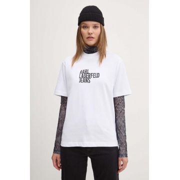 Karl Lagerfeld Jeans tricou din bumbac femei, culoarea alb, 246J1712