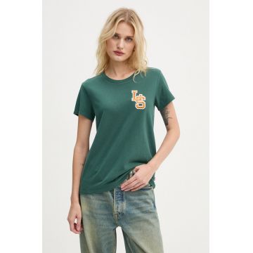 Levi's tricou din bumbac femei, culoarea verde, 17369