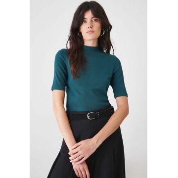 Medicine tricou femei, culoarea verde, cu turtleneck