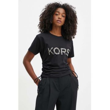 MICHAEL Michael Kors tricou din bumbac femei, culoarea negru, MF3510J97J