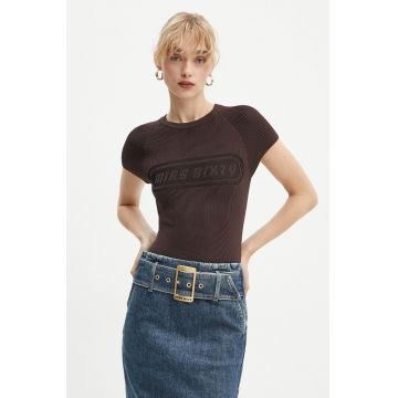 Miss Sixty tricou femei, culoarea maro, 6L3RJ4880000