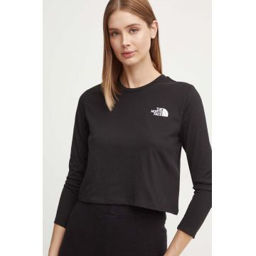 The North Face longsleeve L/S Simple Dome Crop Tee femei, culoarea negru, NF0A89FKJK31