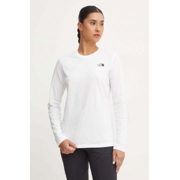 The North Face longsleeve L/S Simple Dome Tee femei, culoarea alb, NF0A87QPFN41