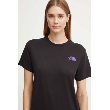 The North Face tricou din bumbac Relaxed Redbox Tee Infill femei, culoarea negru, NF0A8A3S9IU1