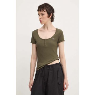 Tommy Jeans tricou culoarea verde, DW0DW18669