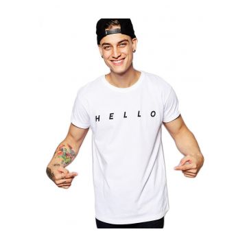 Tricou alb barbati - HELLO