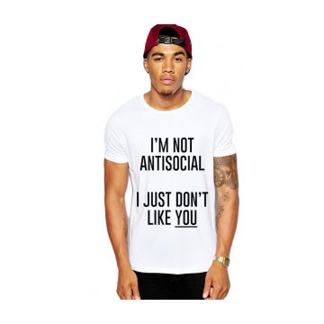 Tricou alb barbati - I'm not antisocial