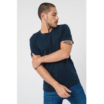 Tricou de bumbac cu decolteu la baza gatului