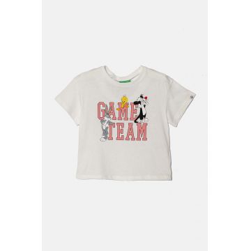 United Colors of Benetton tricou de bumbac pentru copii culoarea alb, 3I1XG10HF