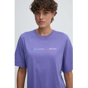 United Colors of Benetton tricou din bumbac femei, culoarea violet, 3BL0D1081