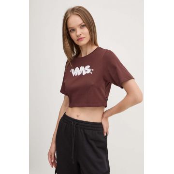 Vans tricou din bumbac femei, culoarea maro, VN000HHU7YO1