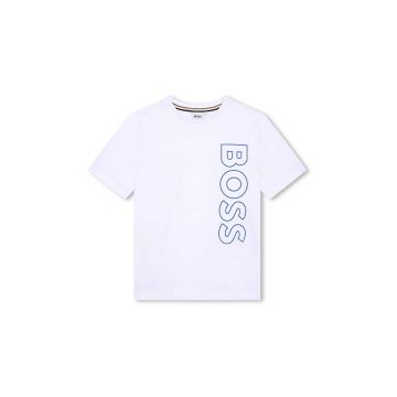 BOSS tricou de bumbac pentru copii culoarea alb, cu imprimeu, J51206