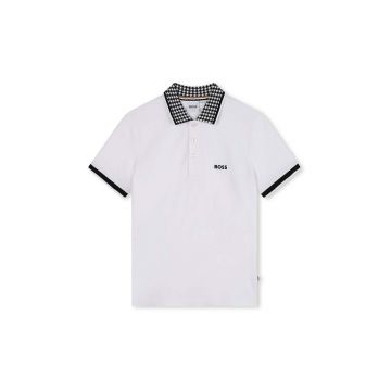 BOSS tricou polo copii culoarea alb, J51177