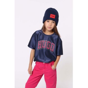 HUGO tricou copii culoarea albastru marin, G00222