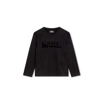 Karl Lagerfeld longsleeve din bumbac pentru copii culoarea negru, cu imprimeu, Z30357