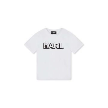 Karl Lagerfeld tricou de bumbac pentru copii culoarea alb, cu imprimeu, Z30254