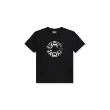 Karl Lagerfeld tricou de bumbac pentru copii culoarea negru, cu imprimeu, Z30235