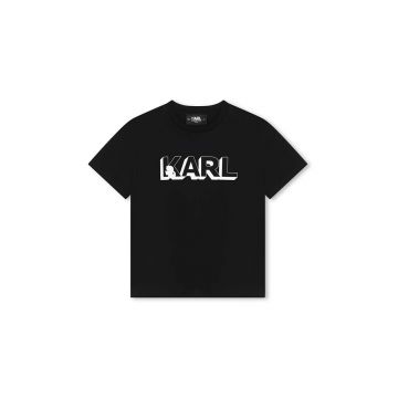 Karl Lagerfeld tricou de bumbac pentru copii culoarea negru, cu imprimeu, Z30254