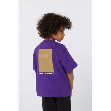 Karl Lagerfeld tricou de bumbac pentru copii culoarea violet, cu imprimeu, Z30248